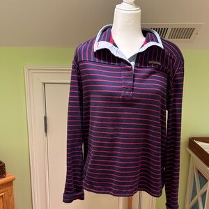 Vineyard Vines Red and Navy Striped Shirt